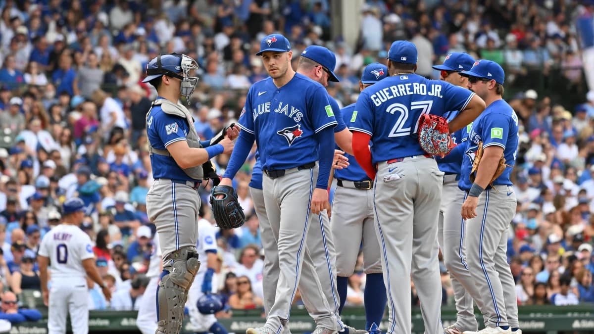 Toronto Blue Jays pitcher Patrick Corbin (46) is relived during the fourth inning against the Chicago Cubs at Wrigley Field.