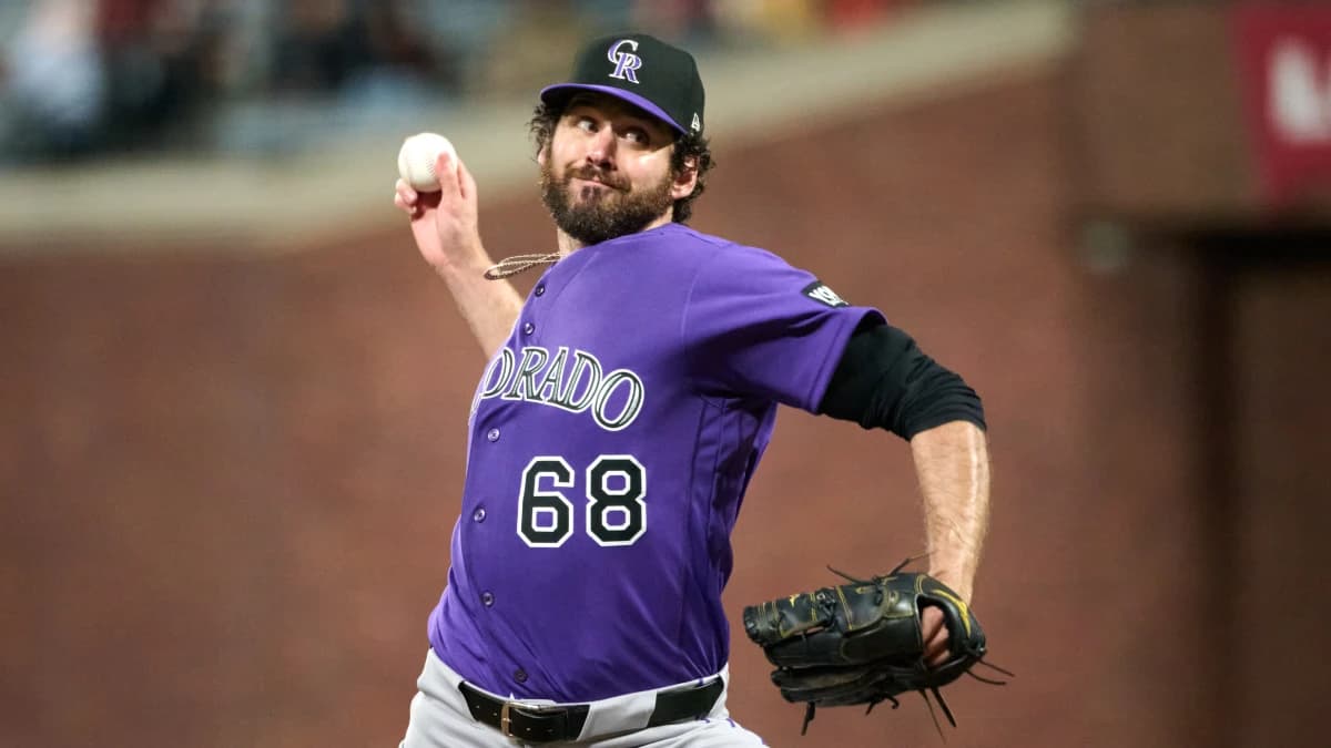 Colorado Rockies pitcher Jordan Romano (68) throws a pitch against the San Francisco Giants during the ninth inning at Oracle Park.