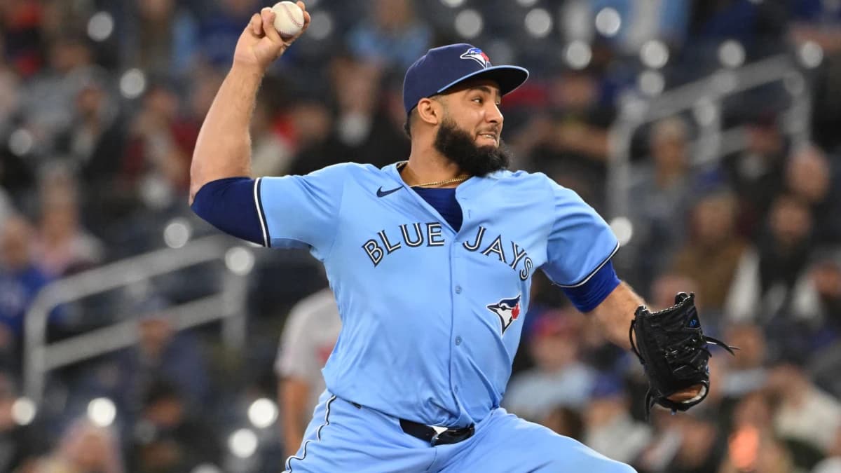 Toronto Blue Jays relief pitcher Yimi Garcia (93) delivers a pitch against the Boston Red Sox in the ninth inning at Rogers Centre.