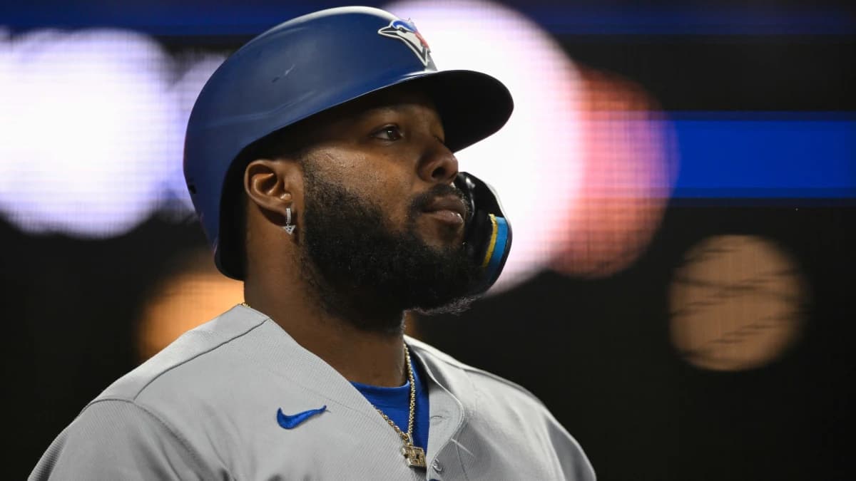 Toronto Blue Jays first baseman Vladimir Guerrero Jr. (27) looks on against the San Francisco Giants in the eighth inning at Oracle Park.