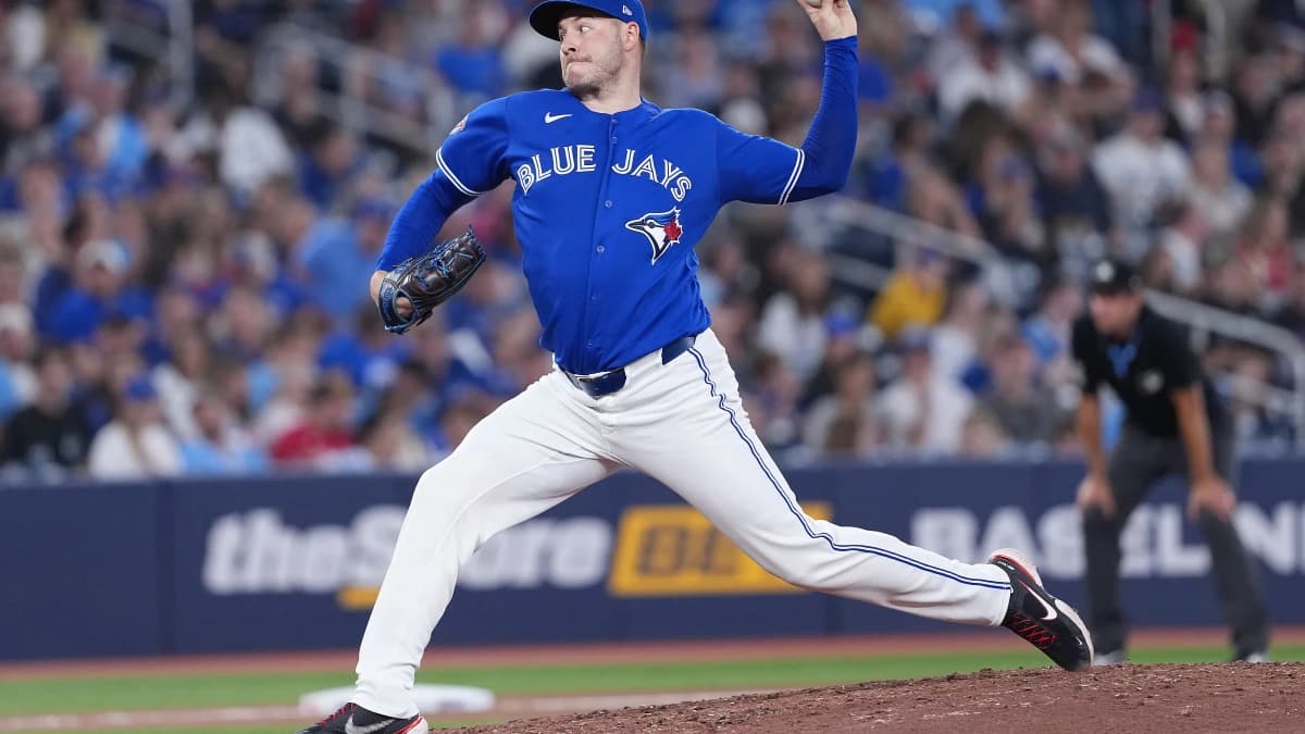 Toronto Blue Jays relief pitcher Patrick Corbin (46) throws a pitch against the Tampa Bay Rays during the eighth inning at Rogers Centre.