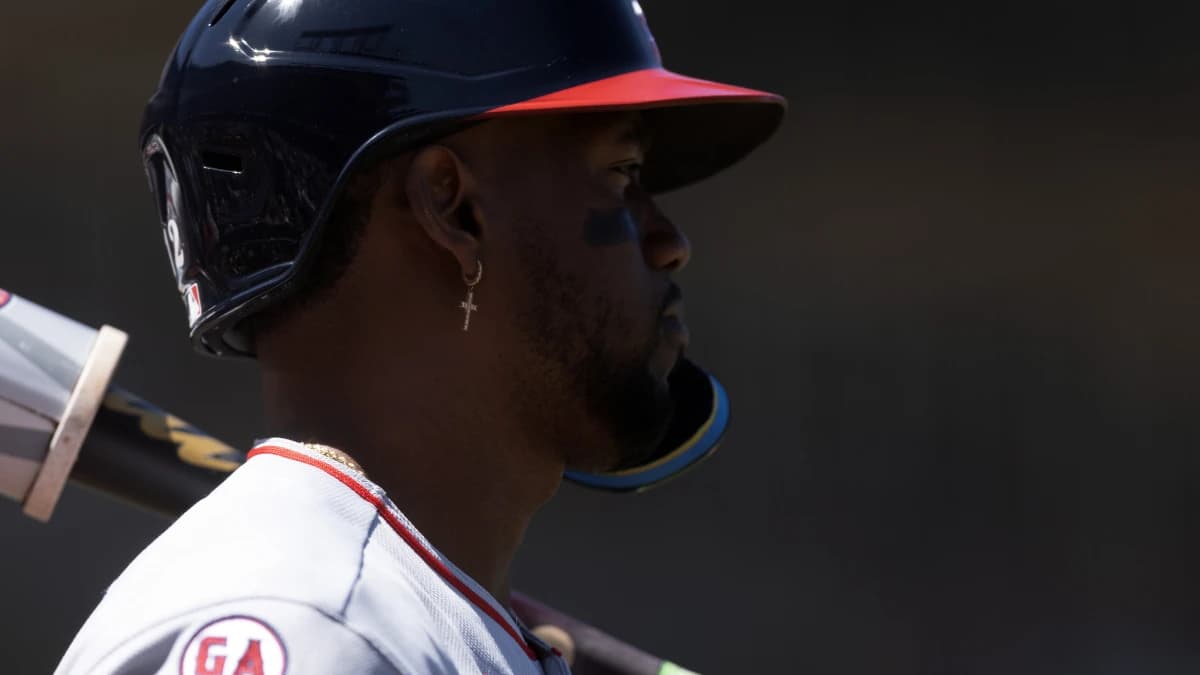 Los Angeles Angels designated hitter Jorge Soler (12) waits to take his turn at bat against the San Francisco Giants during the eighth inning at Oracle Park