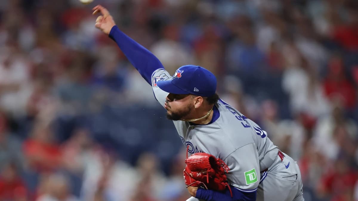 Toronto Blue Jays pitcher Lazaro Estrada (60) throws a pitch against the Philadelphia Phillies at Citizens Bank Park