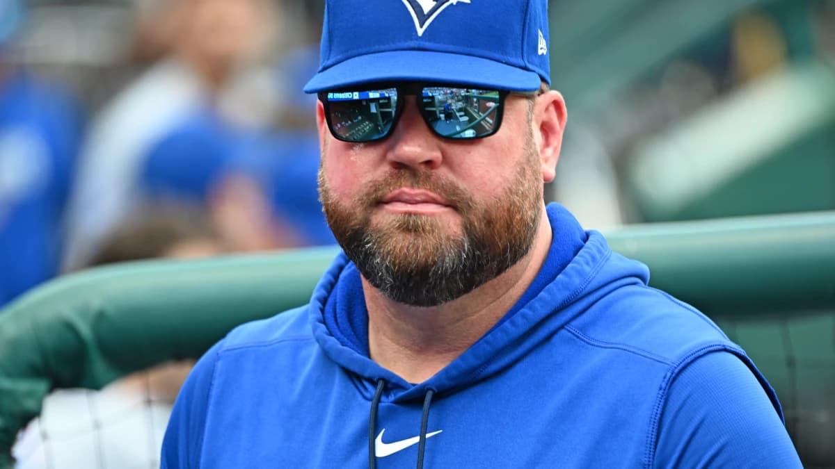 Toronto Blue Jays manager John Schneider (14) before game against the Philadelphia Phillies at Citizens Bank Park.
