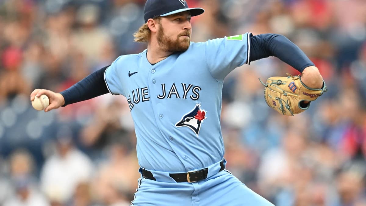 Toronto Blue Jays pitcher Spencer Miles (62) throws a pitch during the first inning against the Cleveland Guardians at Progressive Field