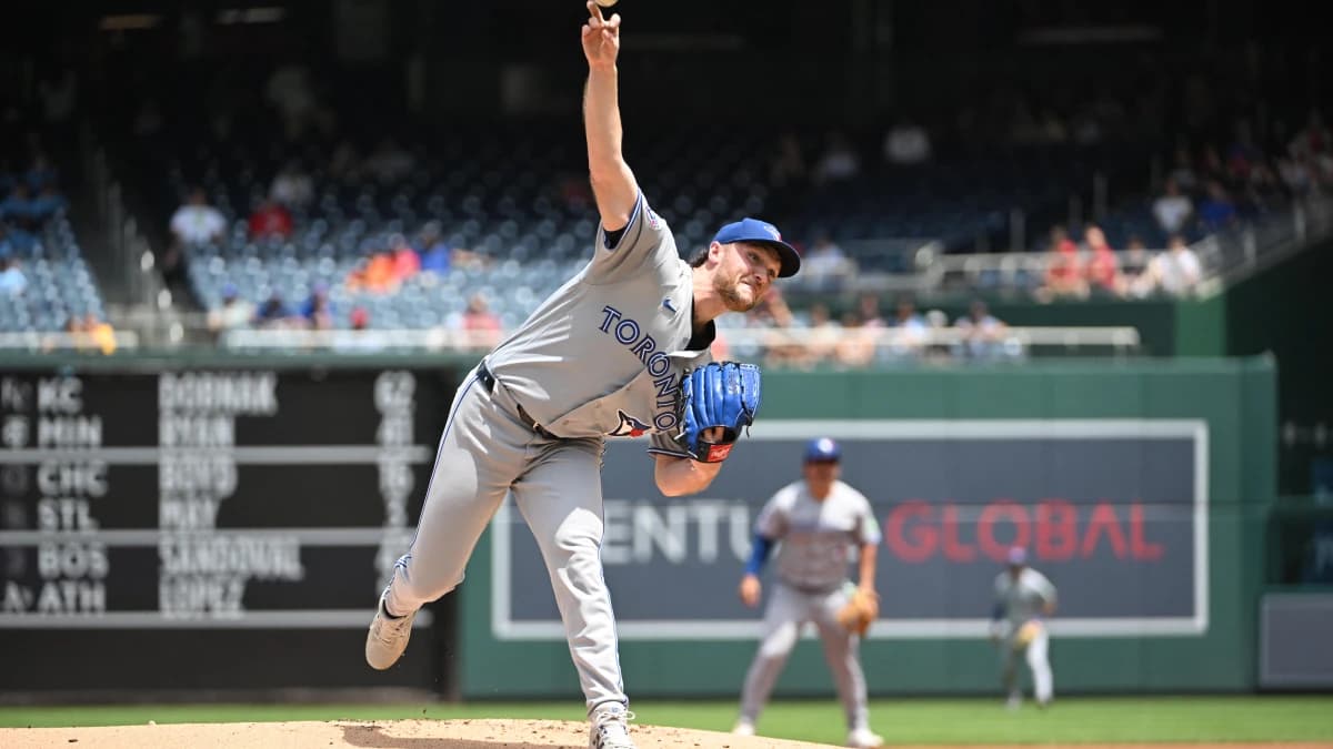 Toronto Blue Jays pitcher Trey Yesavage (39) throws to the Washington Nationals during the first inning at Nationals Park.