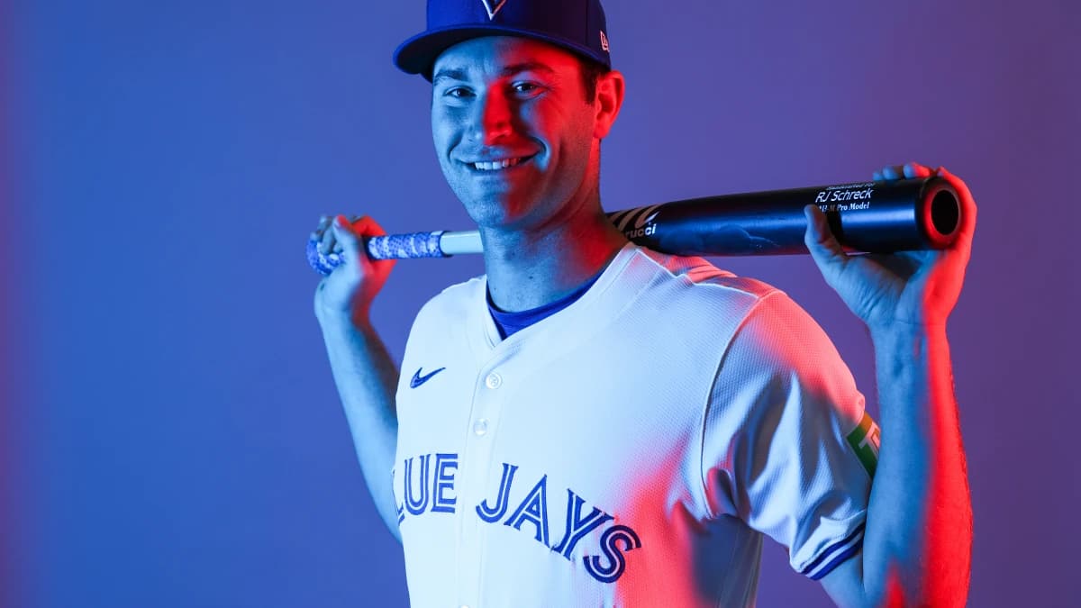 Toronto Blue Jays outfielder RJ Schreck (89) participates in media day at the Blue Jays Player Development Complex.