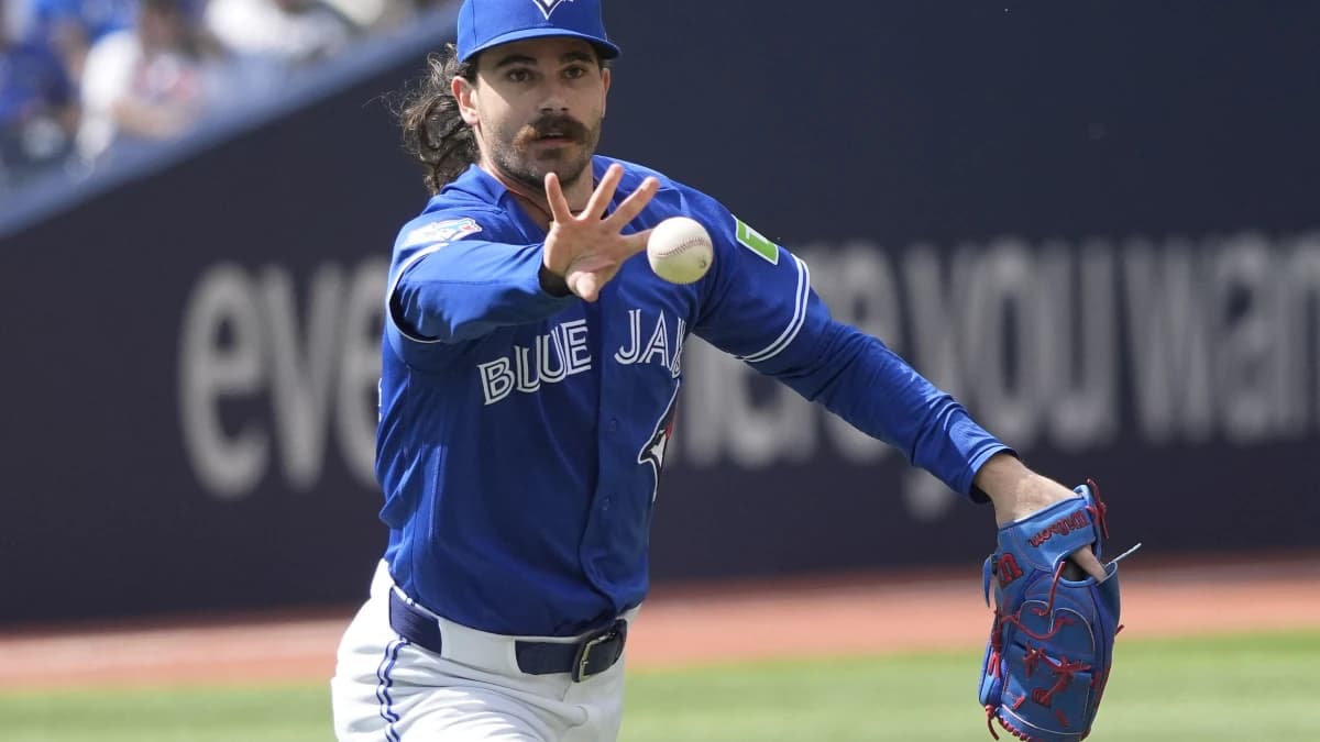 Toronto Blue Jays starting pitcher Dylan Cease (84) throws out Baltimore Orioles first baseman Pete Alonso (not pictured) at first base during the third inning at Rogers Centre.