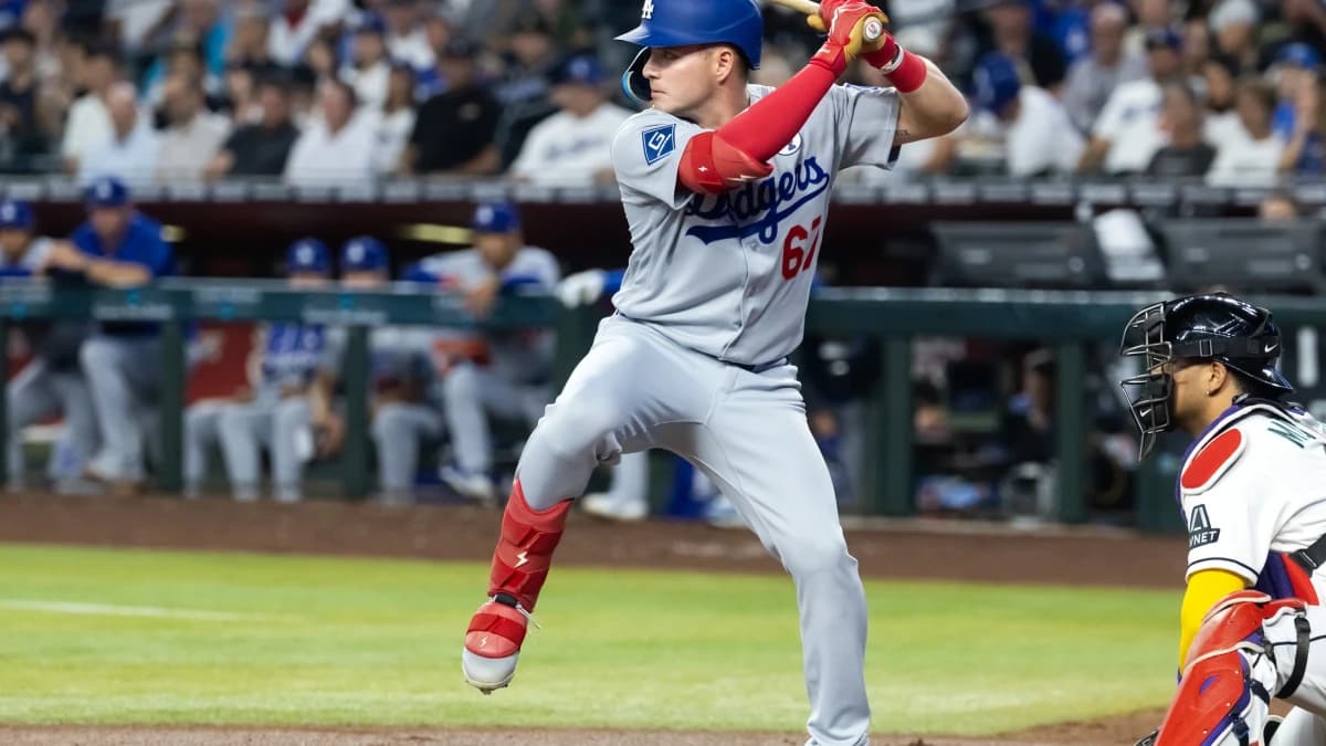Los Angeles Dodgers outfielder Ryan Ward against the Arizona Diamondbacks at Chase Field.
