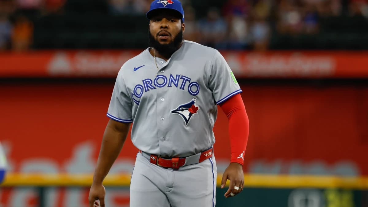 Toronto Blue Jays first baseman Vladimir Guerrero Jr. (27) looks on during the first inning against the Texas Rangers at Globe Life Field.