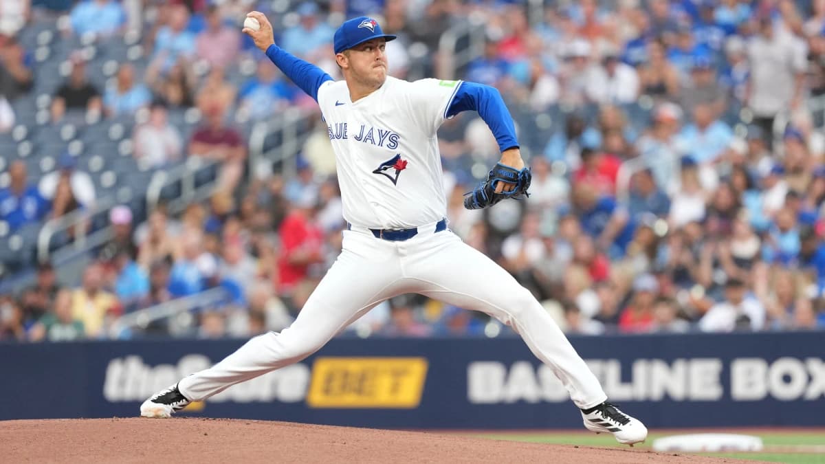 Toronto Blue Jays starting pitcher Jameson Taillon (56) throws a pitch during the first inning against the Boston Red Sox at Rogers Centre.