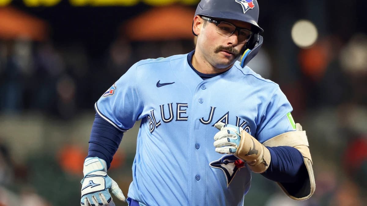Toronto Blue Jays left fielder Davis Schneider (36) rounds the bases after hitting a home run during the ninth inning in Game 2 of a doubleheader against the Baltimore Orioles at Oriole Park at Camden Yards.