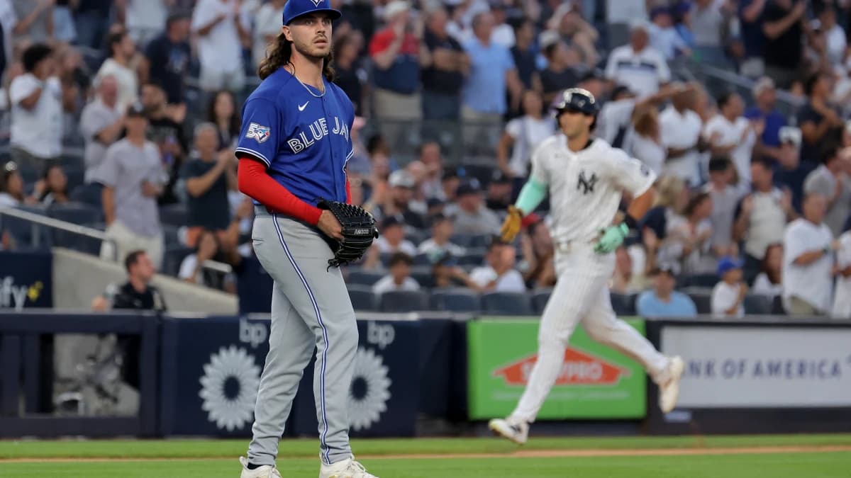 New York Yankees right fielder Spencer Jones (78) rounds the bases after hitting a two run home run against Toronto Blue Jays relief pitcher Spencer Arrighetti (45) during the second inning at Yankee Stadium