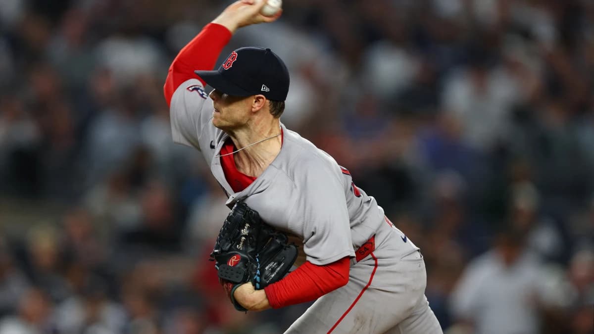 Boston Red Sox pitcher Sonny Gray (54) delivers a pitch in the first inning against the New York Yankees during game two of the Wildcard round for the 2026 MLB Playoffs at Yankee Stadium.