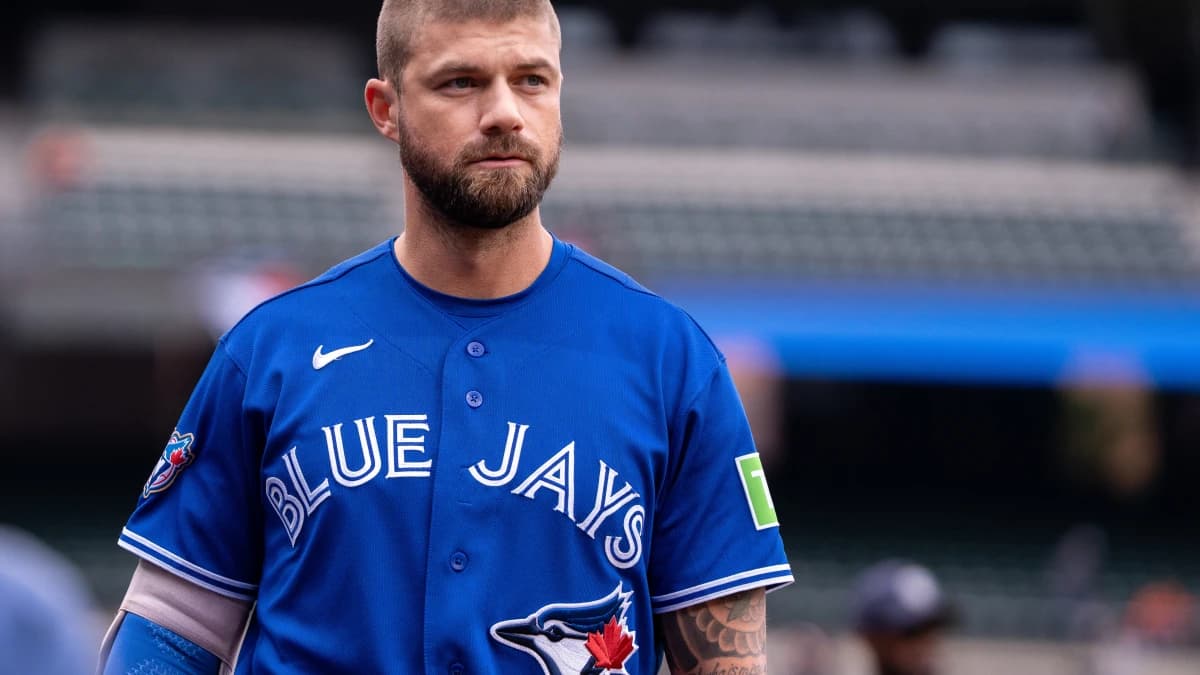 Toronto Blue Jays outfielder Nathan Lukes (38) looks on pregame at Oriole Park at Camden Yards