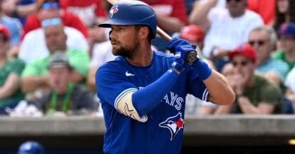 Nathan Lukes at bat for Blue Jays