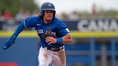 Addison Barger in Spring Training for the Blue Jays.