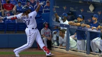 Guerrero Jr hits Massive Grand Slam against the Nationals.