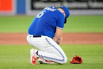 Blue Jays Alek Manoah down with an elbow Injury. #BlueJays #AlekManoah