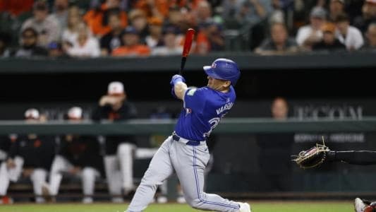 Daulton Varsho hits a grand slam against the Baltimore Orioles.