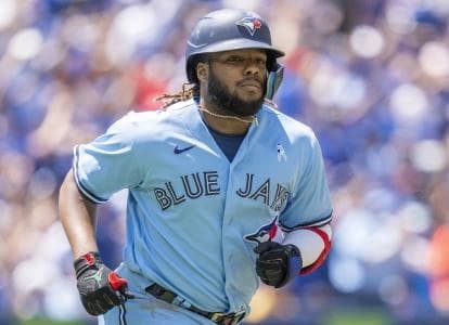 Guerrero rounding the bases after a homerun #bluejays #mlb
