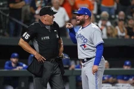 Schneider yelling at umpire #bluejays #mlb