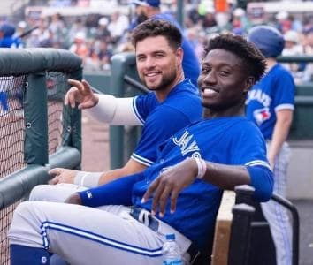 Palmegiani in the dugout with the Blue Jays #bluejays #mlb