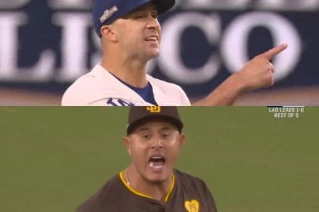 Manny Machado and Jack Flaherty go at it #padres #dodgers #mlb