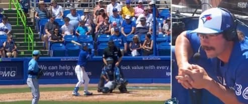 Buck Martinez and Davis Schneider has hilarious moment during Blue Jays game against the Rays #bluejays #mlb #rays