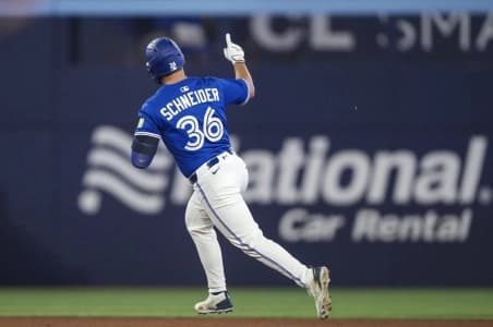 Blue Jays have a surprise star heating up at the perfect time. #BlueJays #Schneider #MLB #Playoffs