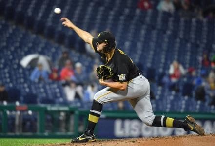 Pittsburgh Pirates starting pitcher Cody Ponce (44) throws a pitch during the third inning against the Philadelphia Phillies at Citizens Bank Park.