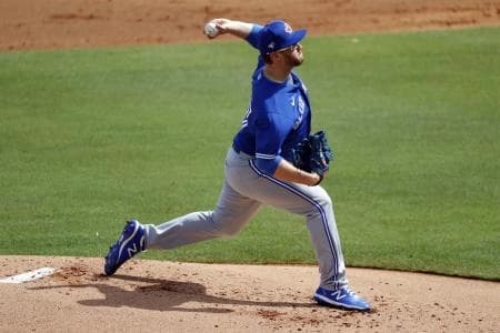Toronto Blue Jays starting pitcher Anthony Kay (47) throws a pitch during the first inning against the New York Yankees at George M. Steinbrenner Field.
