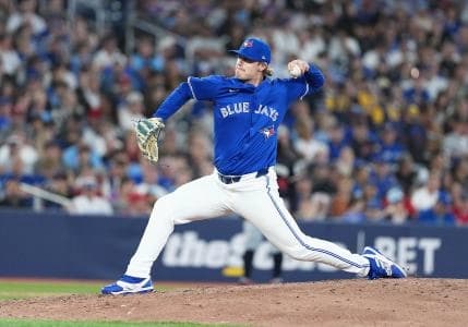 Toronto Blue Jays relief pitcher Justin Bruihl (58) throws a pitch against the Minnesota Twins during the seventh inning at Rogers Centre.