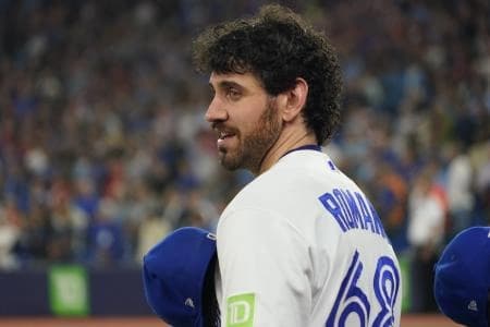Toronto Blue Jays pitcher Jordan Romano (68) before a game against the Philadelphia Phillies at Rogers Centre.