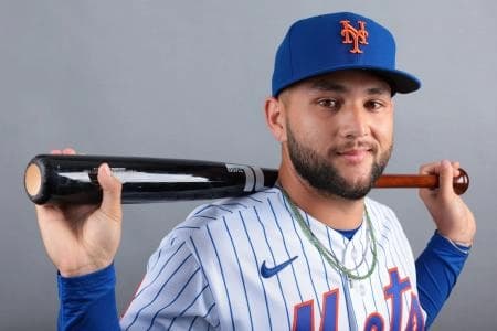 New York Mets infielder Bo Bichette (19) poses for a photo during media day at Clover Park.