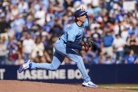 Toronto Blue Jays pitcher Ryan Borucki (35) delivers a pitch against the Baltimore Orioles during the ninth inning at Rogers Centre.