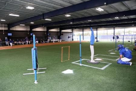 Toronto Blue Jays pitcher Chase Lee (52) and teammates throw a bullpen session for spring training practice at Blue Jays Player Development Complex.