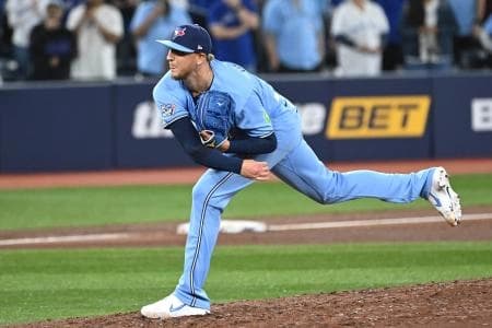 Toronto Blue Jays relief pitcher Jeff Hoffman (23) delivers a pitch against the Colorado Rockies in the ninth inning at Rogers Centre.