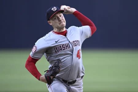 Washington Nationals starting pitcher Patrick Corbin (46) pitches against the San Diego Padres during the first inning at Petco Park.