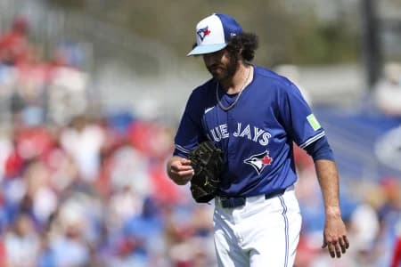 Toronto Blue Jays relief pitcher Jordan Romano (68) leaves the game against the Philadelphia Phillies in the fourth inning at TD Ballpark.