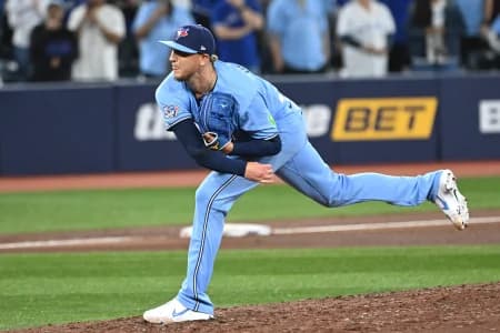 Toronto Blue Jays relief pitcher Jeff Hoffman (23) delivers a pitch against the Colorado Rockies in the ninth inning at Rogers Centre.