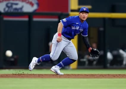 Toronto Blue Jays third baseman Kazuma Okamoto against the Arizona Diamondbacks at Chase Field.