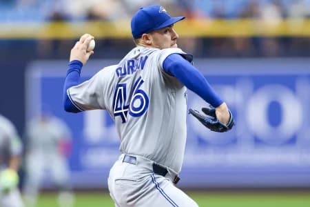 Toronto Blue Jays starting pitcher Patrick Corbin (46) throws a pitch against the Tampa Bay Rays in the second inning at Tropicana Field.