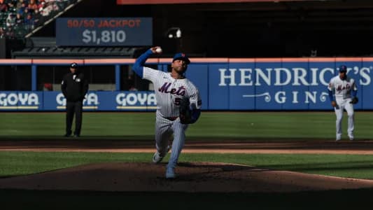 New York Mets pitcher Freddy Peralta (51) delivers a pitch during the third inning against the Arizona Diamondbacks at Citi Field.