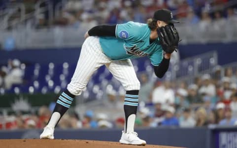 Miami Marlins starting pitcher Chris Paddack (33) get ready to throw against the Philadelphia Phillies during the first inning at loanDepot Park