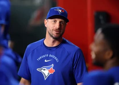 Toronto Blue Jays pitcher Max Scherzer against the Arizona Diamondbacks at Chase Field.