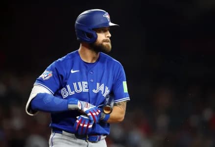 Toronto Blue Jays outfielder Nathan Lukes against the Arizona Diamondbacks at Chase Field.