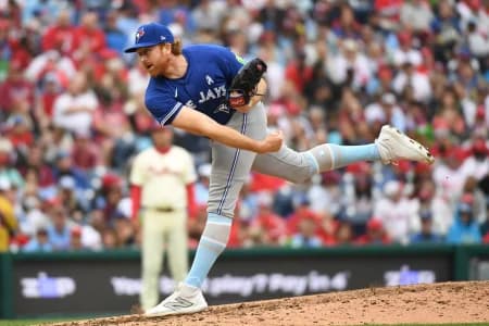 Toronto Blue Jays pitcher Spencer Turnbull (12) throws a pitch during the seventh inning against the Philadelphia Phillies at Citizens Bank Park.