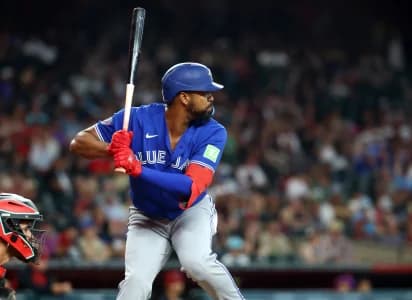 Toronto Blue Jays outfielder Eloy Jimenez against the Arizona Diamondbacks at Chase Field.