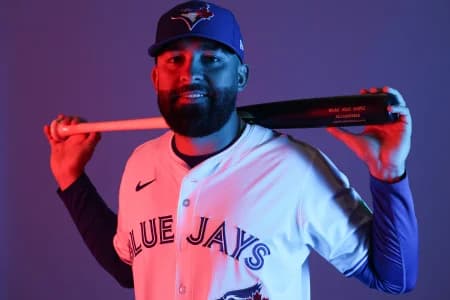 Toronto Blue Jays catcher Ali Sanchez (75) participates in media day at the Blue Jays Player Development Complex.